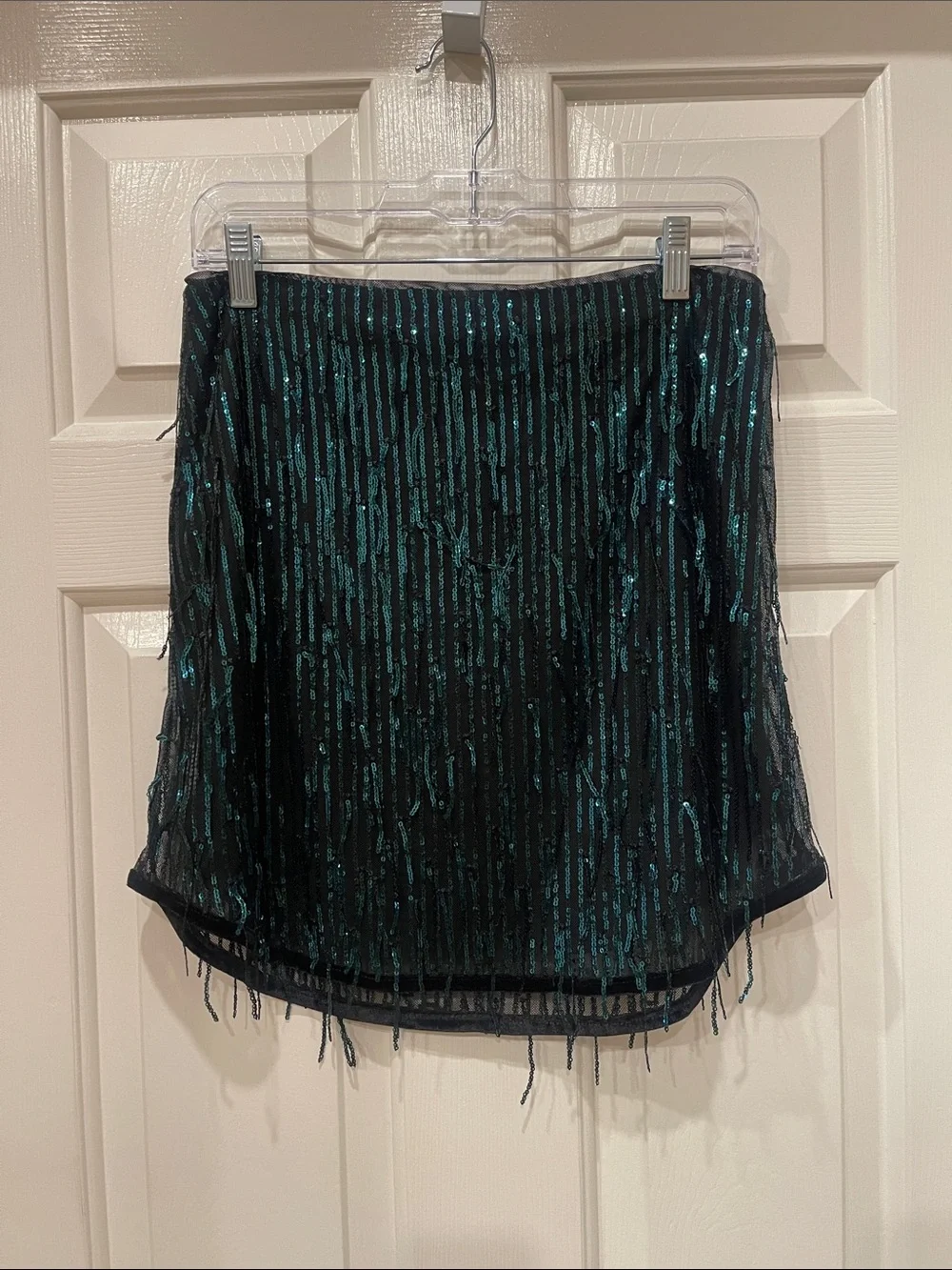 Black Sequin Fringe Mini Skirt - Women's Evening Skirt S:S